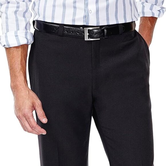 Haggar Stria Men's Flat Front Hidden Expandable Waistband Dress Pant Sz 40/29 - Picture 2 of 8